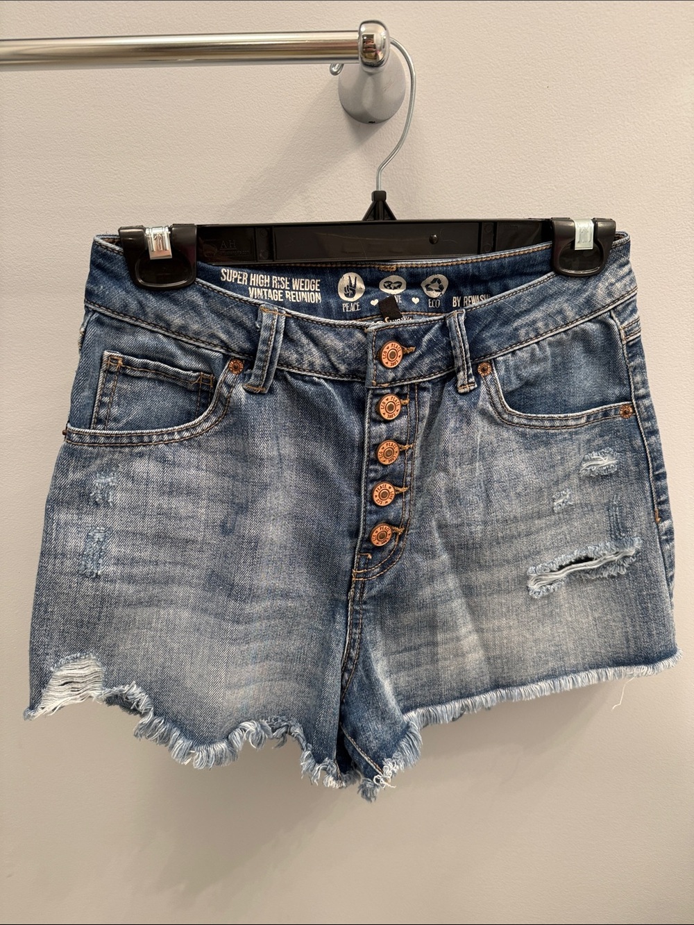 Rewash Super High-Rise Button-Fly Denim Shorts